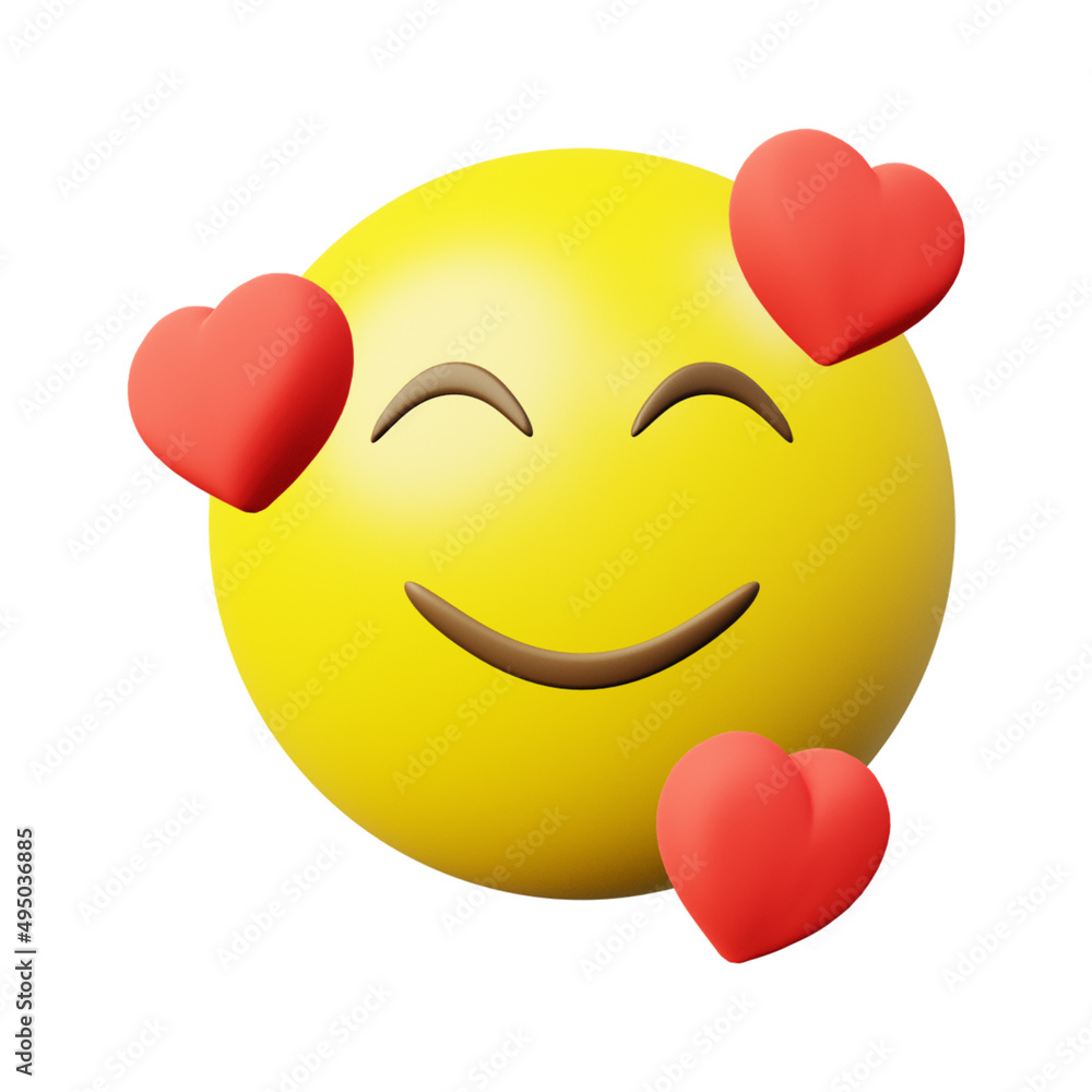 3d render image feeling loved emoji with love symbol, isolated ...