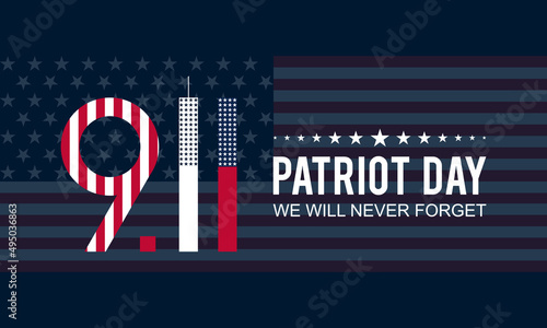 Patriot Day. Memory of September 11 9/11 USA. Vector template for banner, card, poster, background.