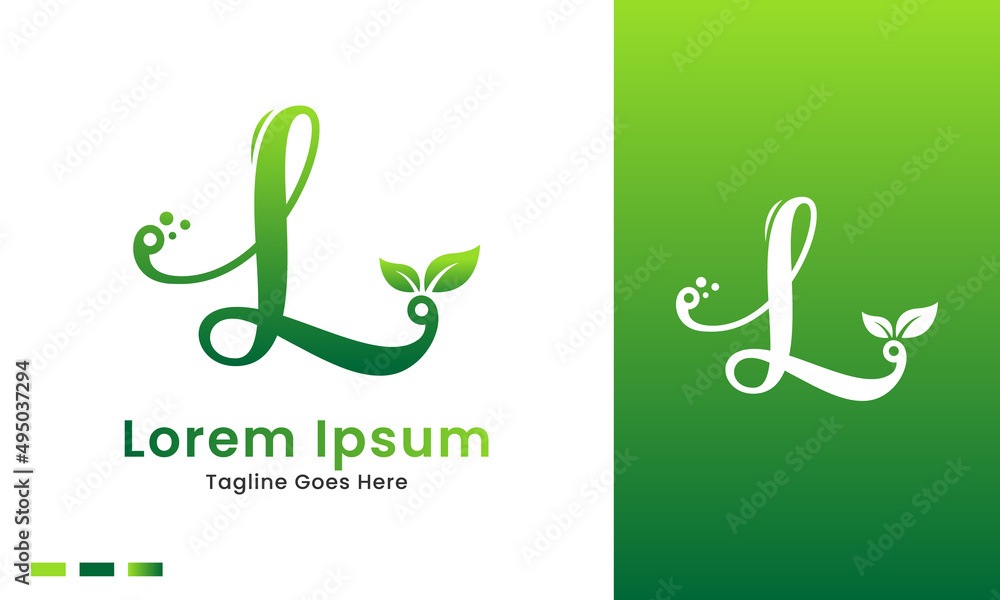 Eco initial letter l logo design template with green leaf Stock Vector ...