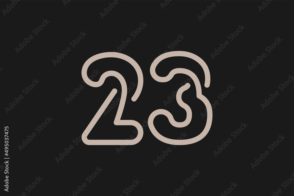 Number 23 Logo, Monogram Number 23 line style, usable for anniversary and business logos, flat design logo template, vector illustration Number 23 Logo, Monogram Number 23 line style, usable for anniversary and business logos, flat design logo template, vector illustration