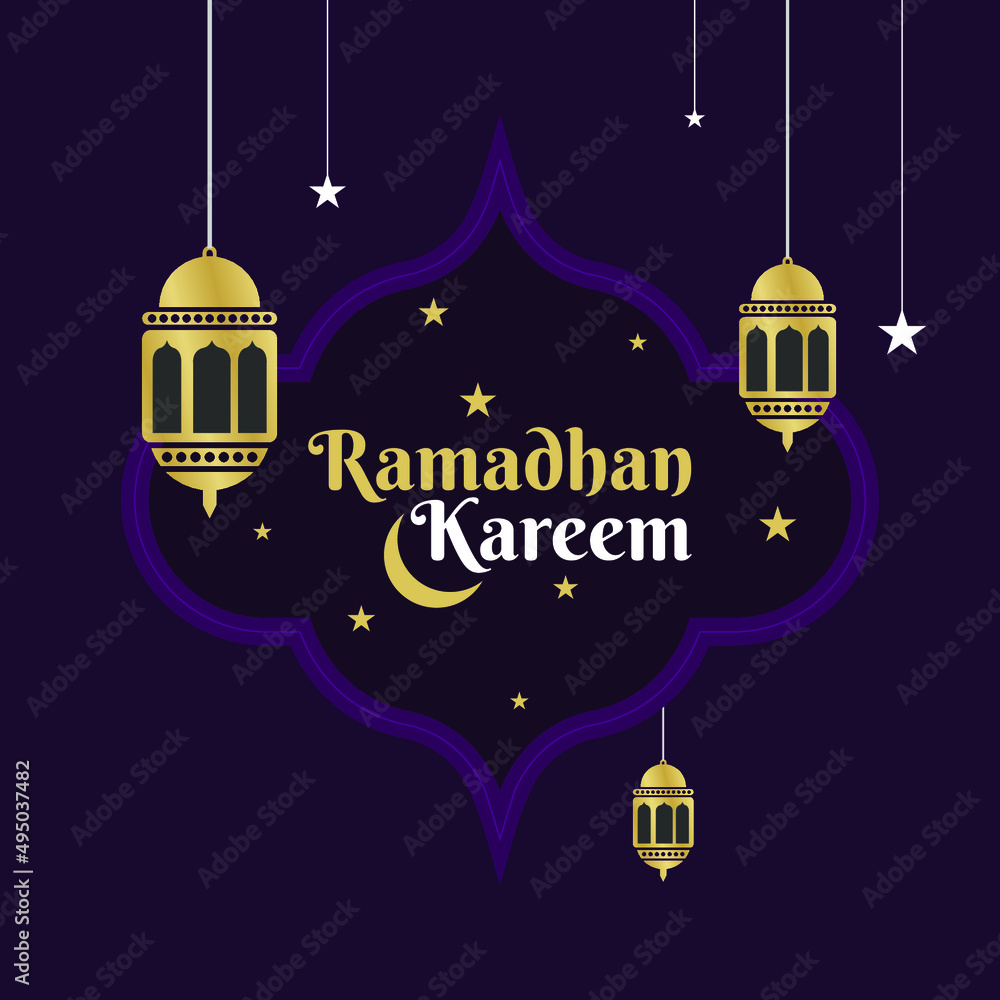 Ramadhan kareem islamic background with mosque. Month of fasting for Muslims. For greeting card posters, banners etc.