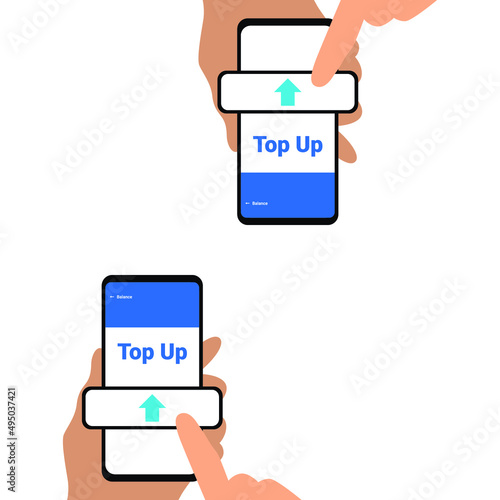 hand holding card for top up button on smartphone