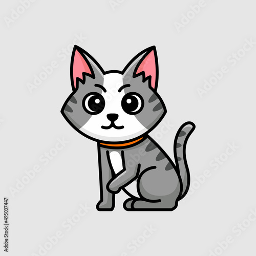cute little cat cartoon illustration isolated