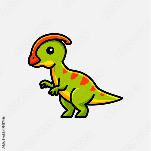 ute baby parasaurolophus cartoon dinosaur character illustration isolated