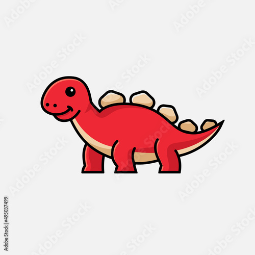 cute baby stegosaurus cartoon dinosaur character illustration isolated