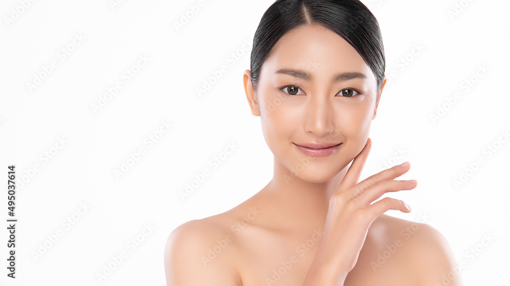 Beautiful young asian woman with clean fresh skin on white background, Face care, Facial treatment, Cosmetology, beauty and spa, Asian women portrait. Beautiful young asian woman with clean fresh skin on white background, Face care, Facial treatment, Cosmetology, beauty and spa, Asian women portrait.