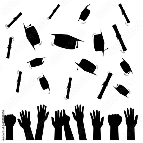 Illustration Vector Silhouette for Graduation Celebration