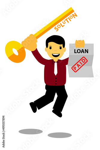 Simple Vector Illustration, the key or solution repayment of loan, isolated on white