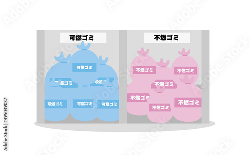 分別しておかなければならない地域のゴミ置き場・ゴミステーションのイラスト
