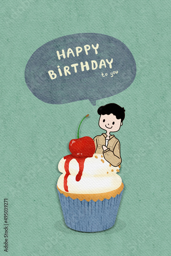 Happy birthday card with man.