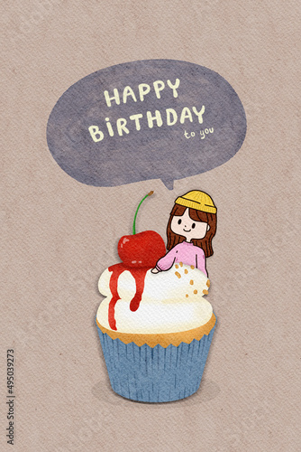 Happy birthday card with woman.