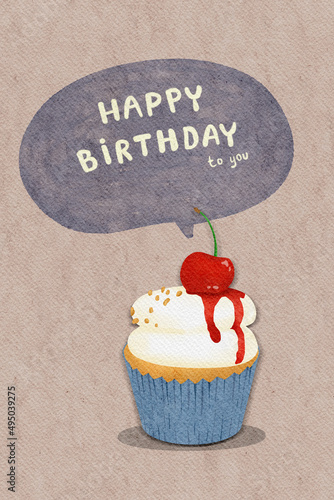 Happy birthday card in water color style.