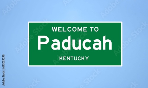 Paducah, Kentucky city limit sign. Town sign from the USA. photo