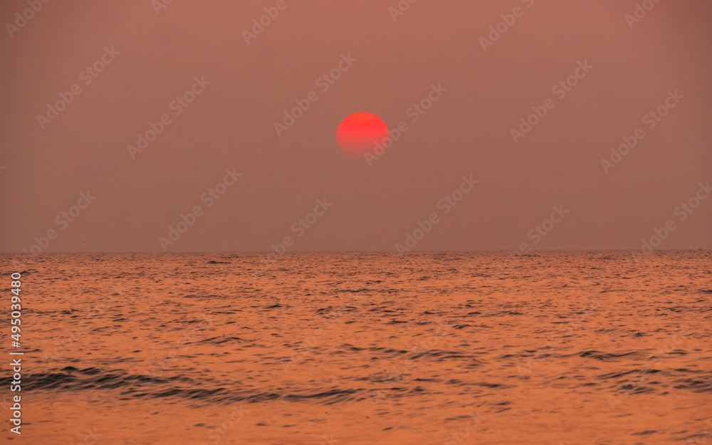 Beautiful sunset at sea shore of Coastal Maharashtra