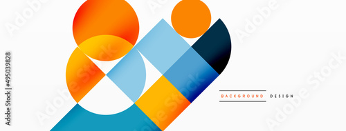 Beautiful abstract background. Circles, triangle shapes, and squares. Minimal geometric template for wallpaper, banner, background or landing