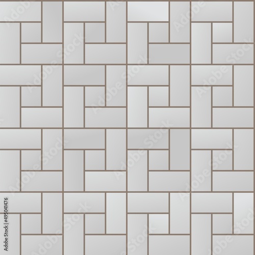 Stone pavement from concrete small tiles. Seamless pattern. Road and area. Cartoon cute style illustration. Vector