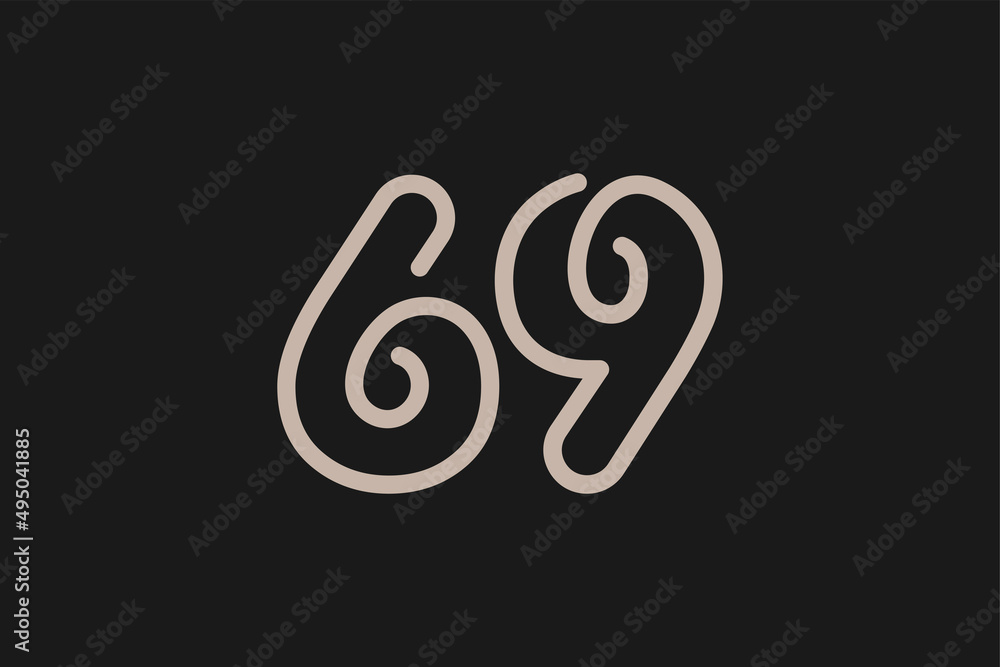 Number 69 Logo, Monogram Number 69 line style, usable for anniversary ...