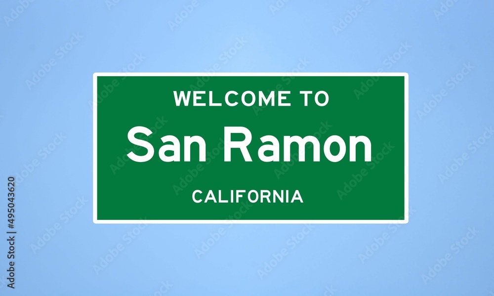 Φωτογραφία San Ramon, California city limit sign. Town sign from the USA.