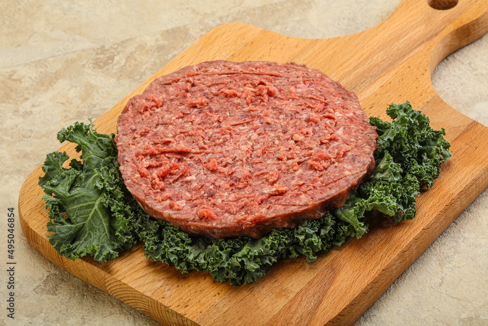 Raw beef burger cutlet for burger Raw beef burger cutlet for burger