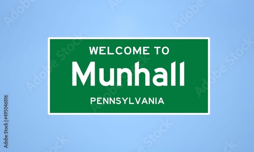 Munhall, Pennsylvania city limit sign. Town sign from the USA. photo