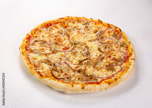 Pizza with meat and onion