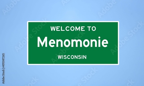 Menomonie, Wisconsin city limit sign. Town sign from the USA. photo