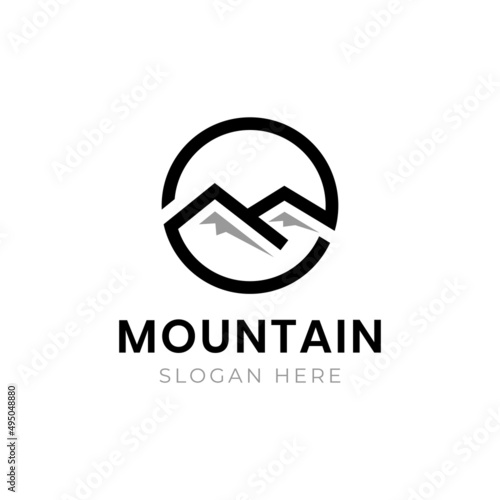 Minimalist Landscape Hills logo element Mountain Peaks River Creek Simple logo design