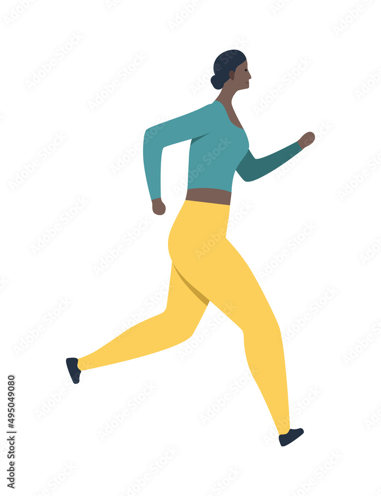Jogging Woman Flat Composition