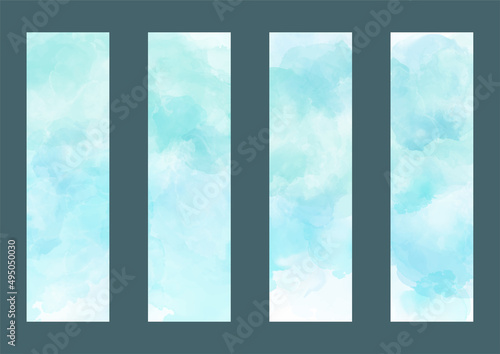 Aqua coloured watercolour bookmark collection