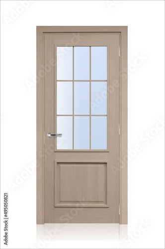 the door in the house with a beautiful handle. it's nice to open and close the door. modern design, expensive and beautiful door fittings © Sergey