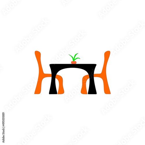 Chair and Table Cafe illustration Vector