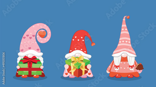 Three valentine gnome girls