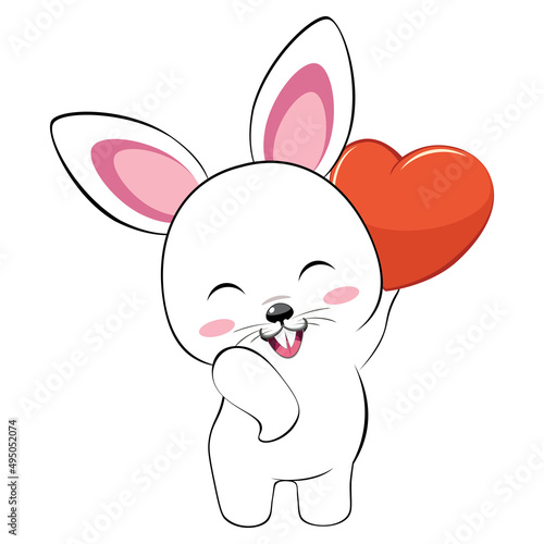 White bunny with heart