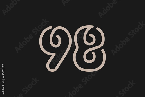 Number 98 Logo, Monogram Number 98 line style, usable for anniversary and business logos, flat design logo template, vector illustration