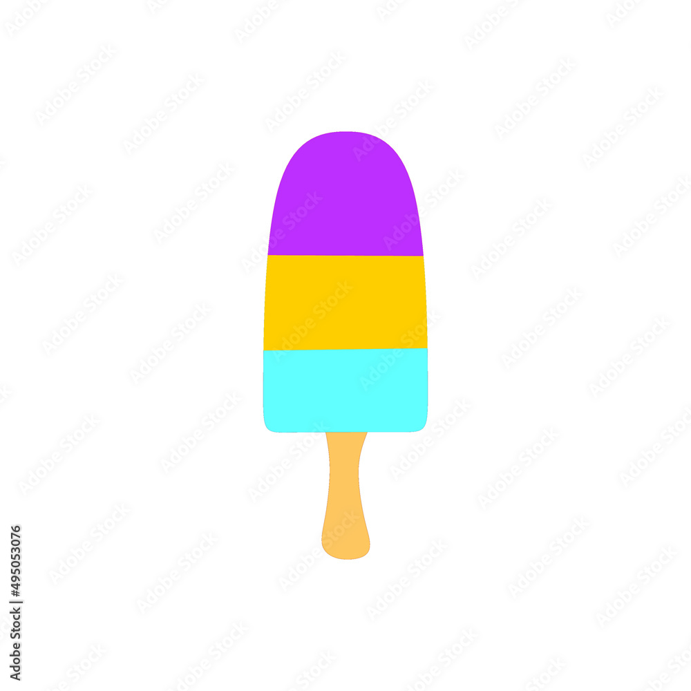 Three Flavor Ice Cream Icon Illustration Three Flavor Ice Cream Icon Illustration