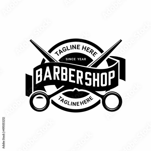 barbershop logo vector, scissors vector
