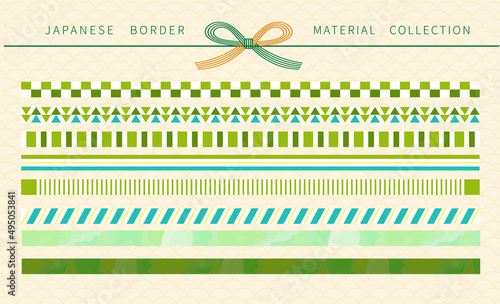 Japanese style title vector frame,illustration frame set green matcha border