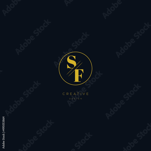 A modern, bold logo letters SF on a dark background. EPS10, Vector.