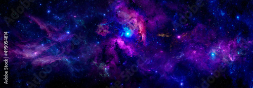 Stellar Deep Purple cosmic Nebula and Galaxy