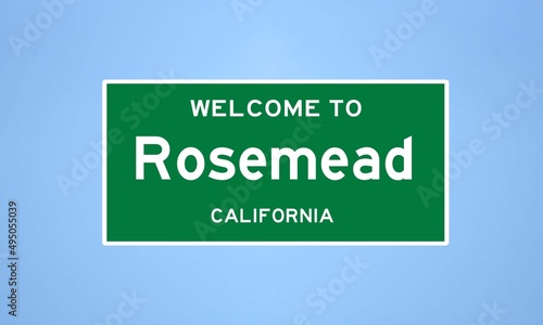 Rosemead, California city limit sign. Town sign from the USA. photo