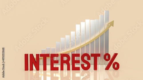 The red interest text and chart for business concept 3d rendering