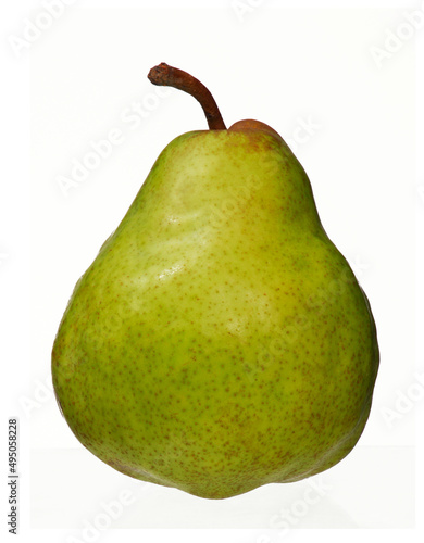 One fresh pear on white background.