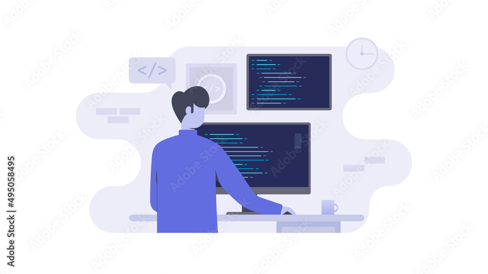 Flat illustration of programmer Flat illustration of programmer
