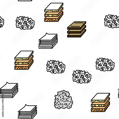 Timber Wood Industrial Production Vector Seamless Pattern Thin Line Illustration