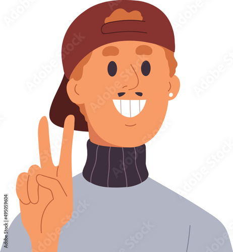 Happy Young Man Avatar Cartoon Illustration