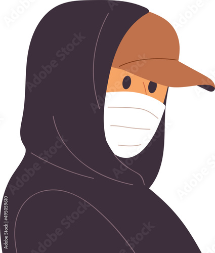 Person Wearing Protective Face Mask Avatar Cartoon Illustration