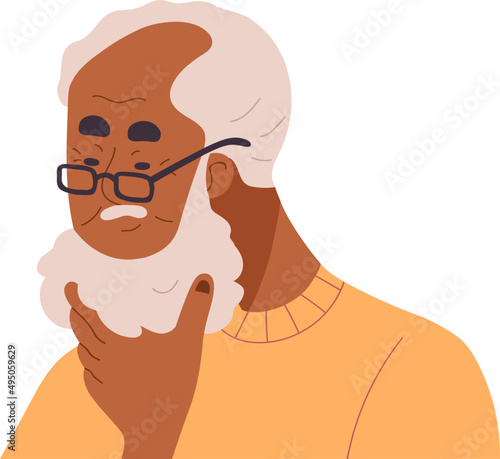 Sennior Bearded Man Avatar Cartoon Illustration