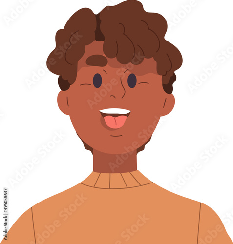Happy Black Boy Avatar Cartoon Illustration
