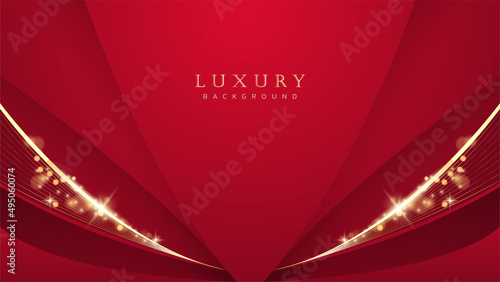 Abstract luxury red gold background. Modern golden line wave design template. Premium soft cream with elegant geometric banner vector illustration