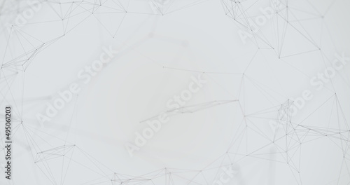 Abstract 3D illustration background motion transformation with Zen white gray dots lines on plexus pattern of future innovation technology digital business network connection